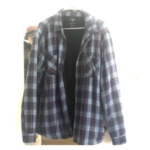 Quicksilver Sherpa Lined Flannel Shirt Jacket